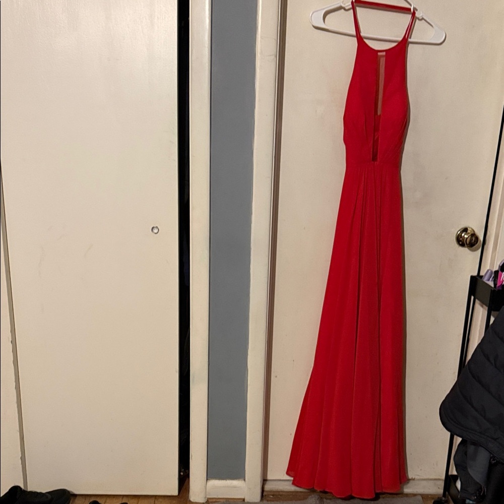 Faviana Striking Red Backless Gown
